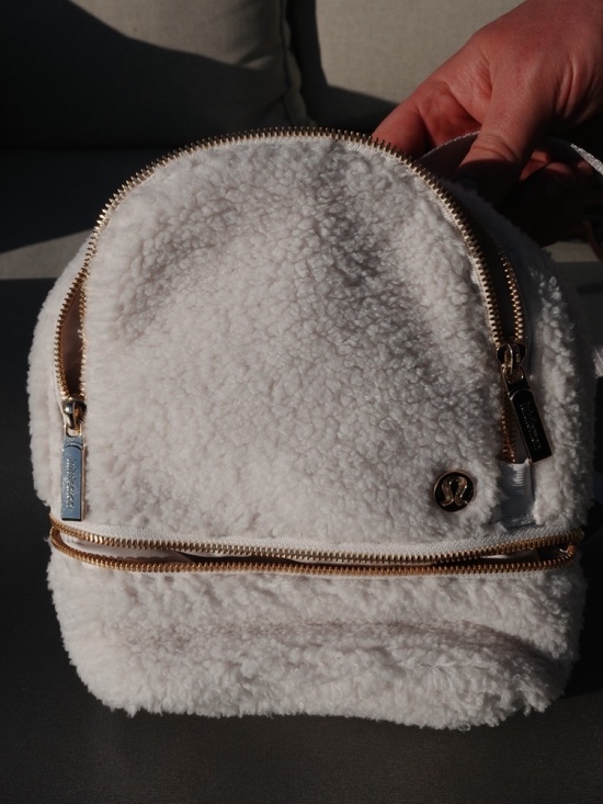 lululemon athletica Handbags - lululemon athletica Cream Sherpa Mini Backpack with Gold Hardware